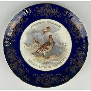 1898 Masonic Plate Pittsburgh Commandery No.1 Knowles Taylor Gold Gilt Porcelain